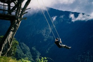 Universal Truth, New Blog, Random, Tungurahua volcano, The Treehouse, La Casa del Árbol, Bellavista, Swing, Cliff, Riding a swing, Ecuador, Edge of the word.